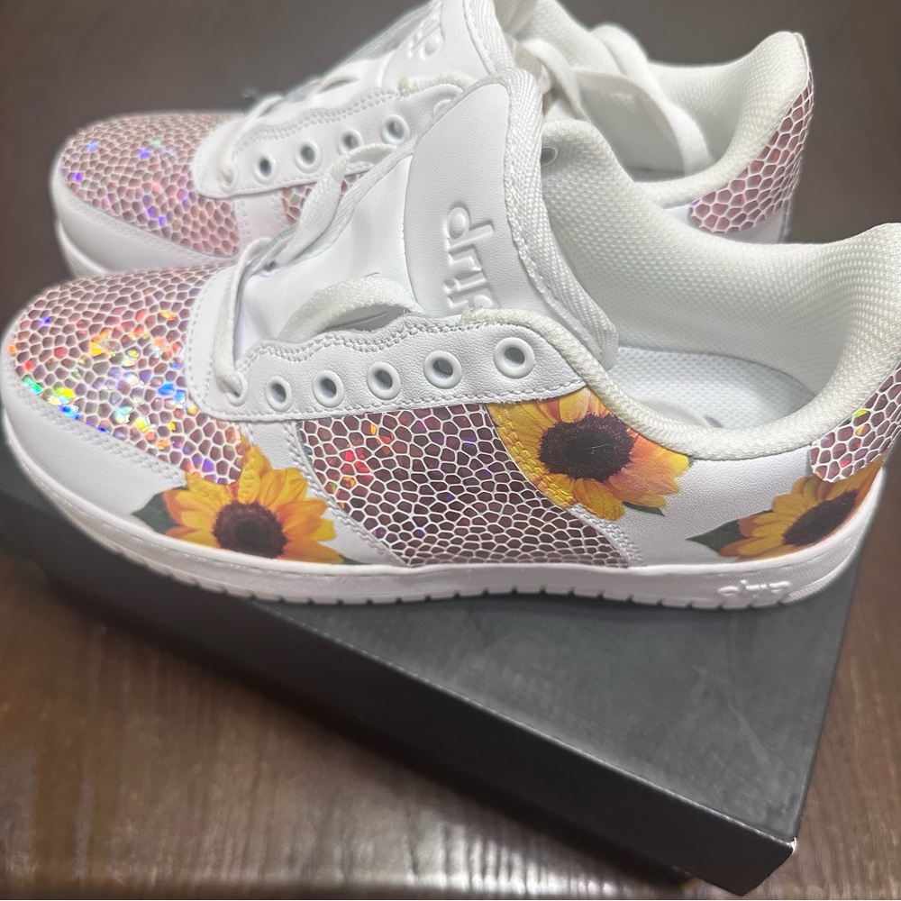 Drip Creationz Custom Mermaid Sequins & Sunflowers Sneakers